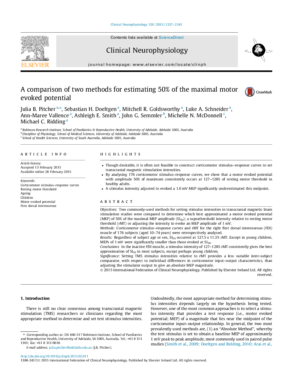 A comparison of two methods for estimating 50% of the maximal motor evoked potential