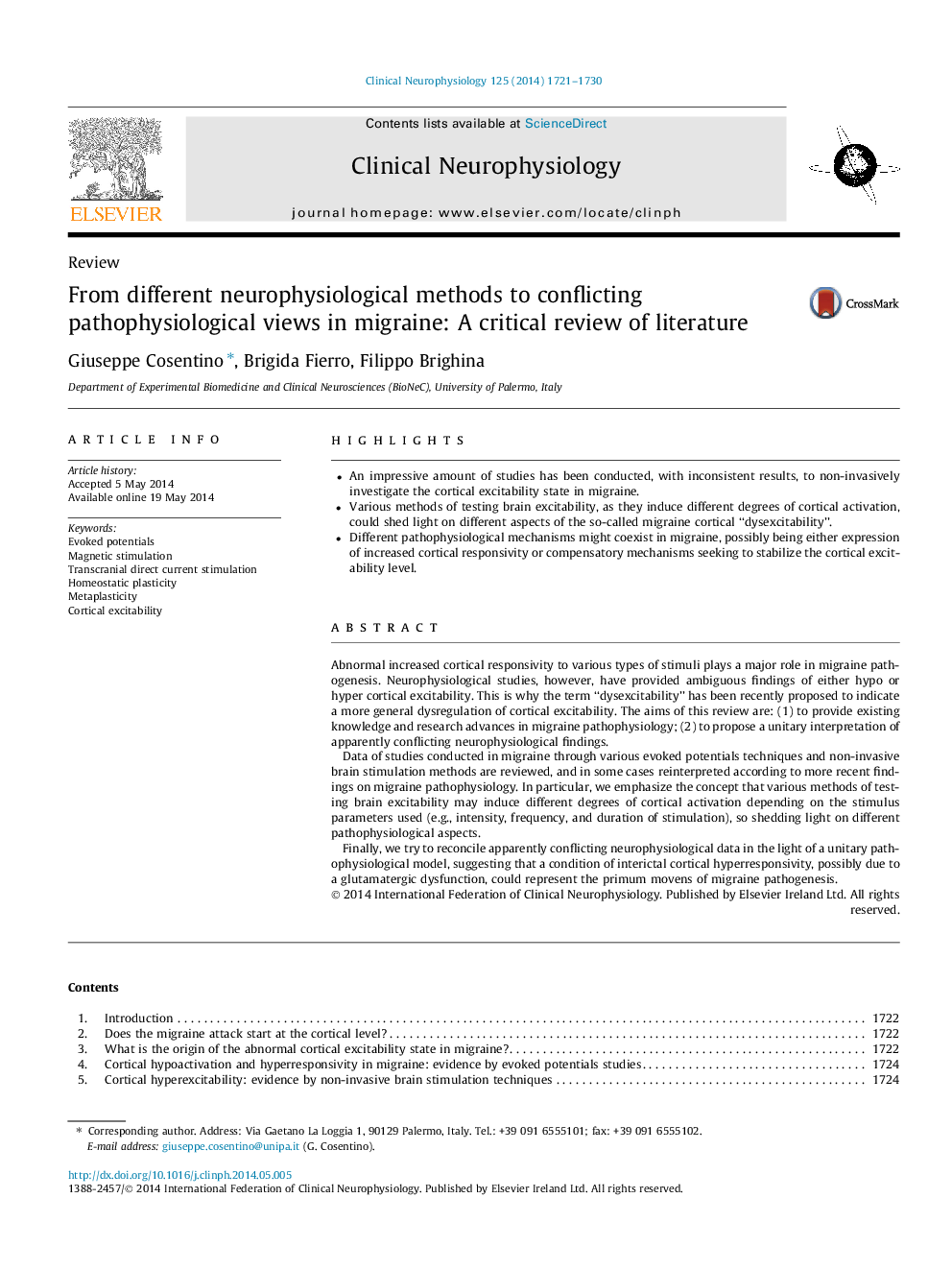 From different neurophysiological methods to conflicting pathophysiological views in migraine: A critical review of literature