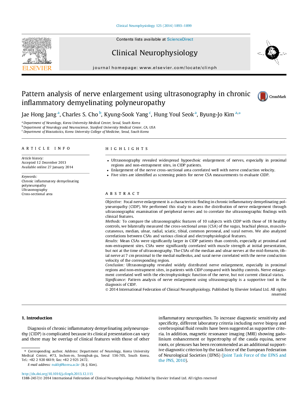 Pattern analysis of nerve enlargement using ultrasonography in chronic inflammatory demyelinating polyneuropathy