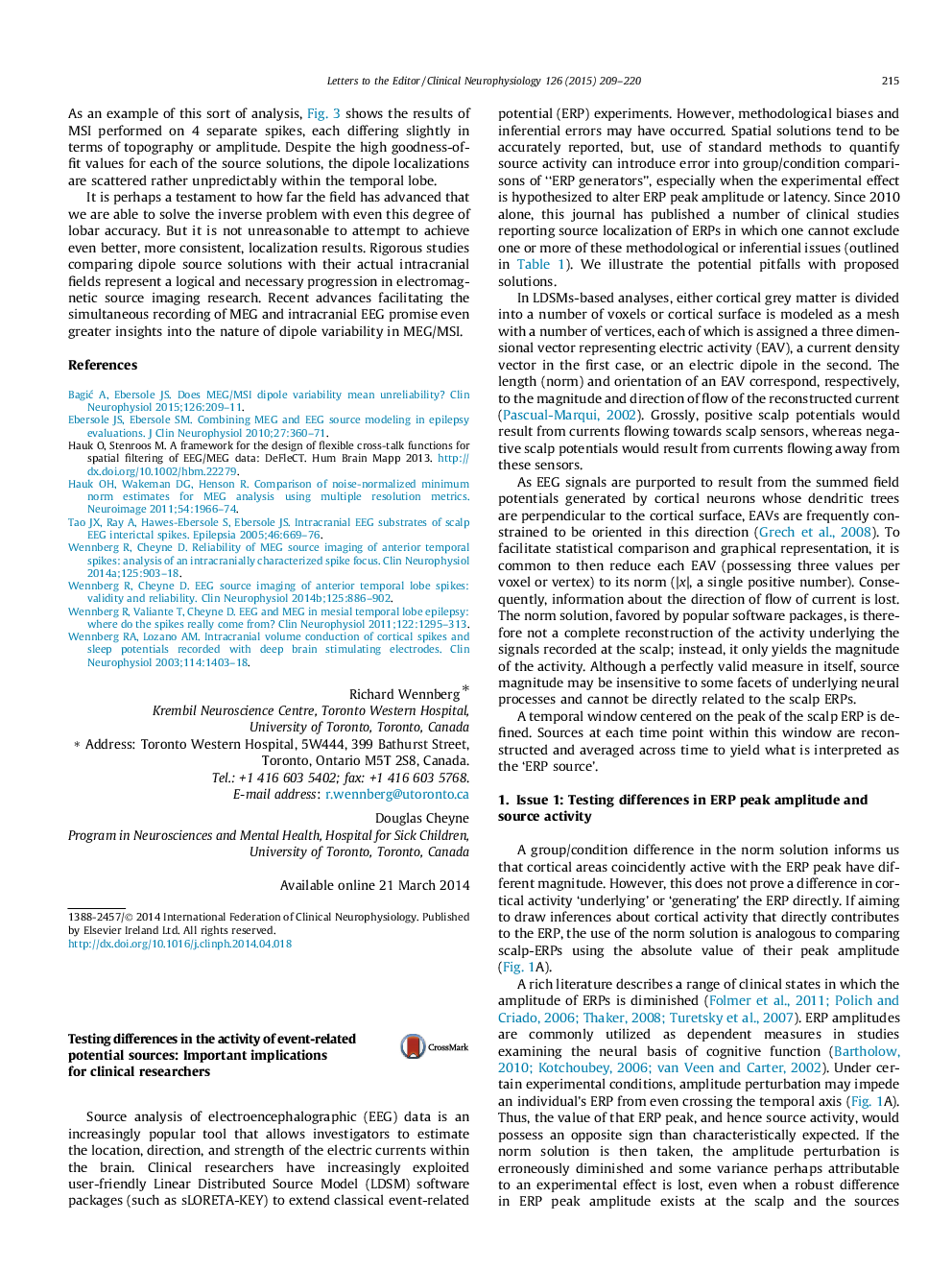 Testing differences in the activity of event-related potential sources: Important implications for clinical researchers