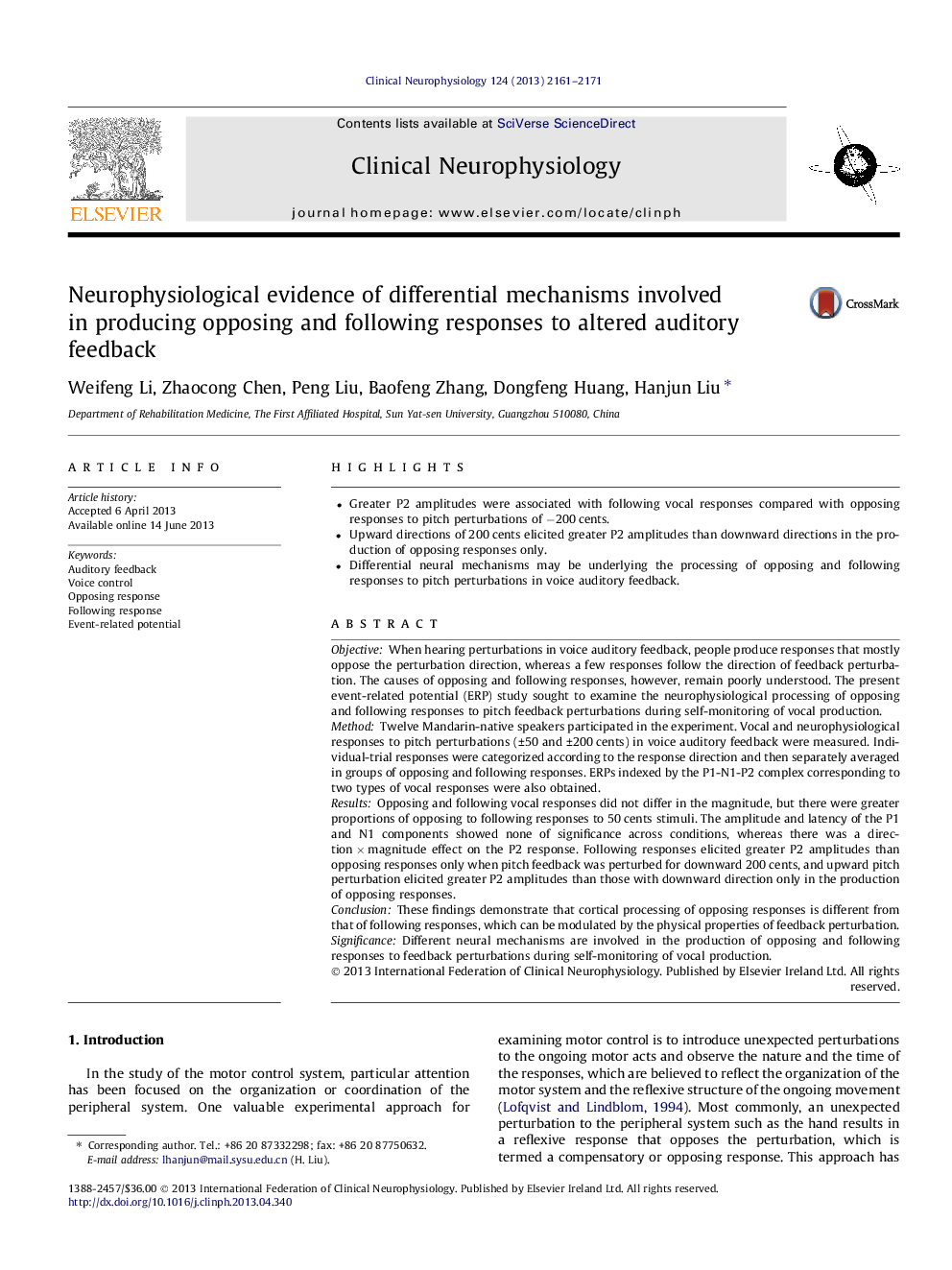 Neurophysiological evidence of differential mechanisms involved in producing opposing and following responses to altered auditory feedback