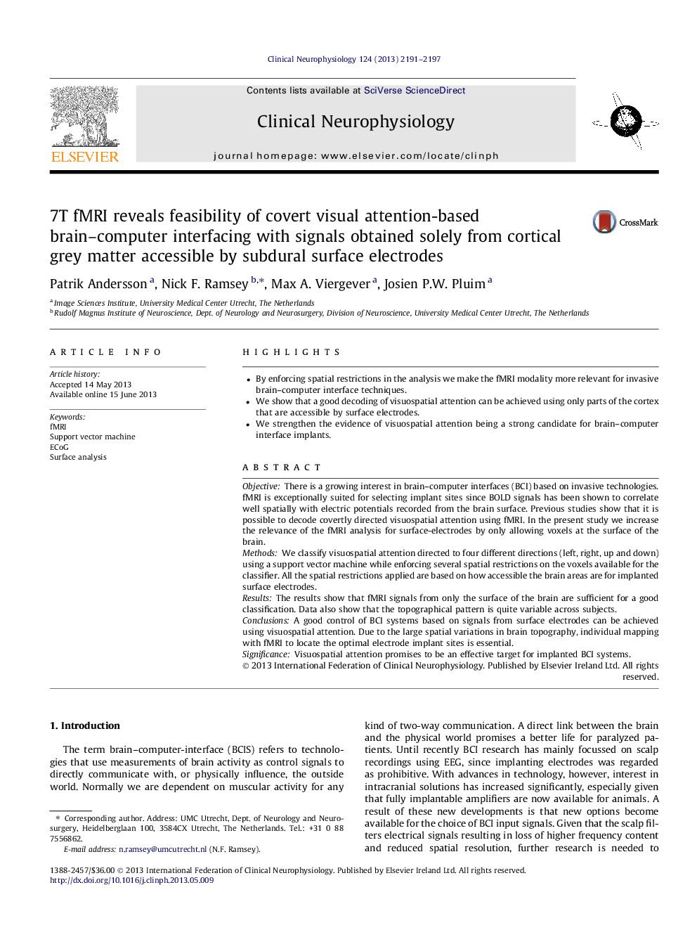 7T fMRI reveals feasibility of covert visual attention-based brain–computer interfacing with signals obtained solely from cortical grey matter accessible by subdural surface electrodes