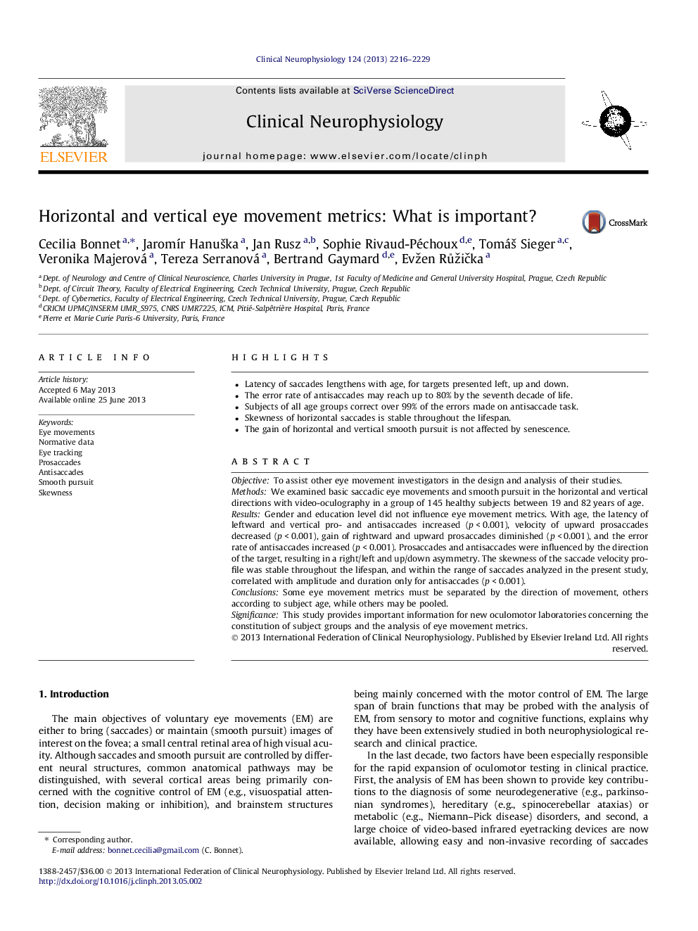 Horizontal and vertical eye movement metrics: What is important?