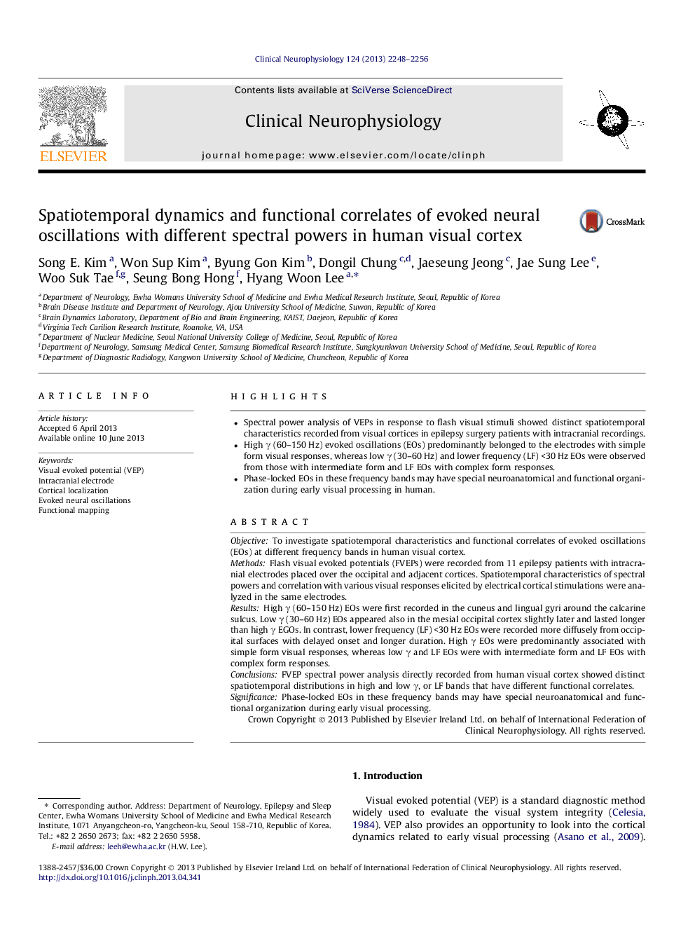 Spatiotemporal dynamics and functional correlates of evoked neural oscillations with different spectral powers in human visual cortex