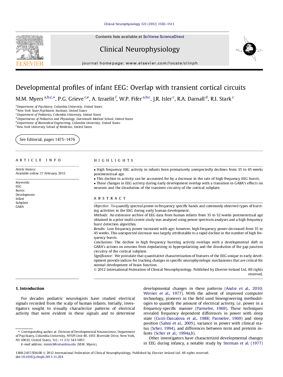 Developmental profiles of infant EEG: Overlap with transient cortical circuits