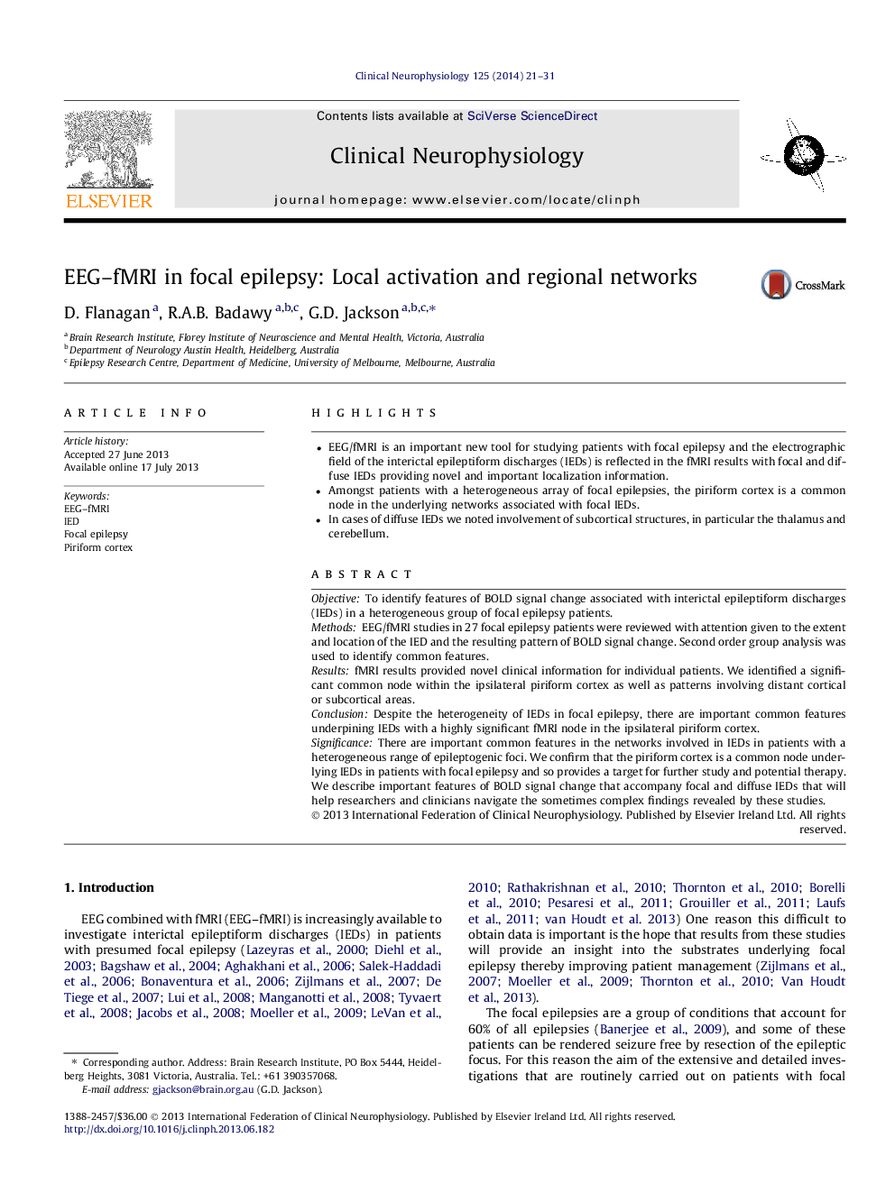 EEG–fMRI in focal epilepsy: Local activation and regional networks