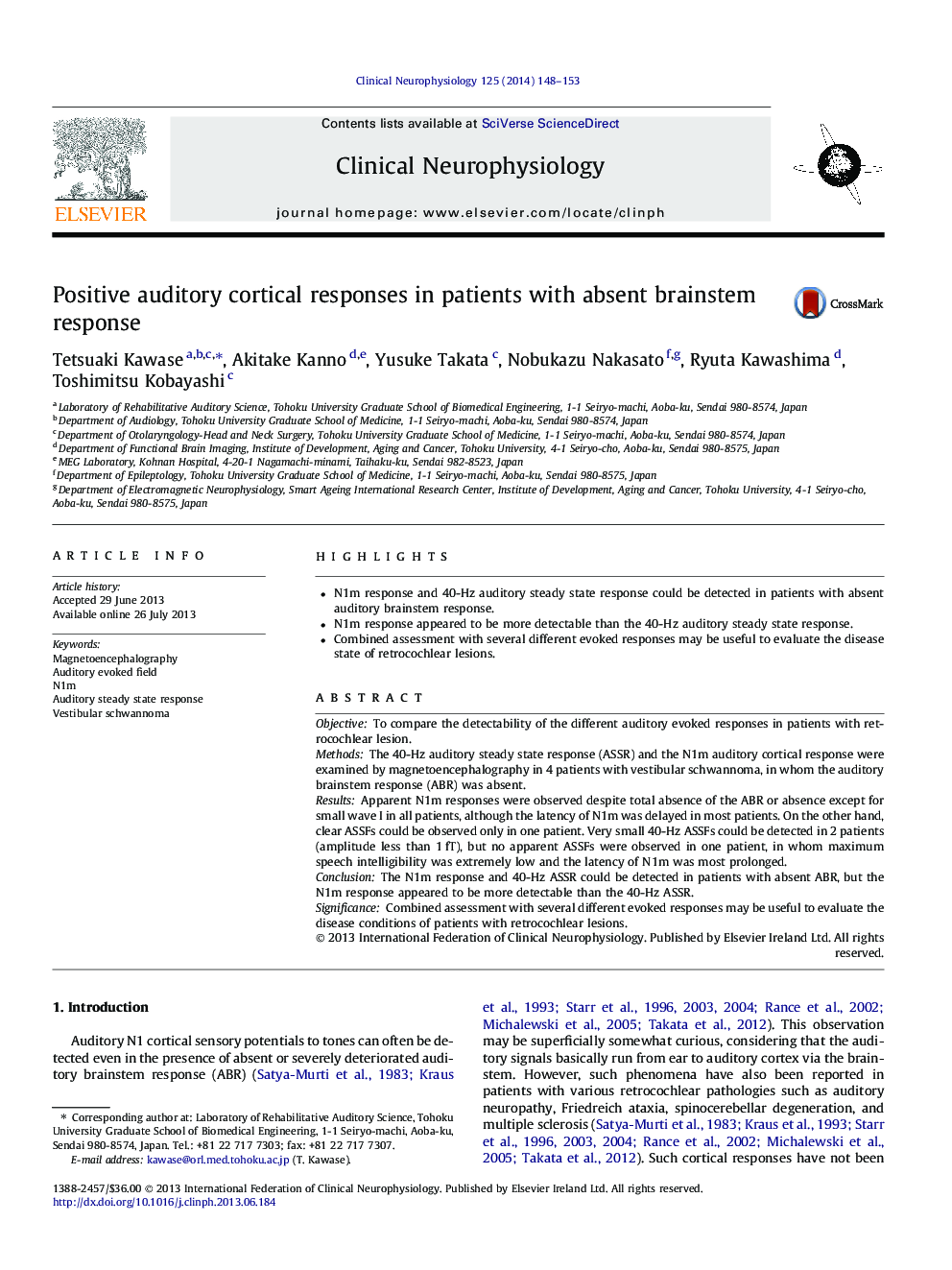 Positive auditory cortical responses in patients with absent brainstem response