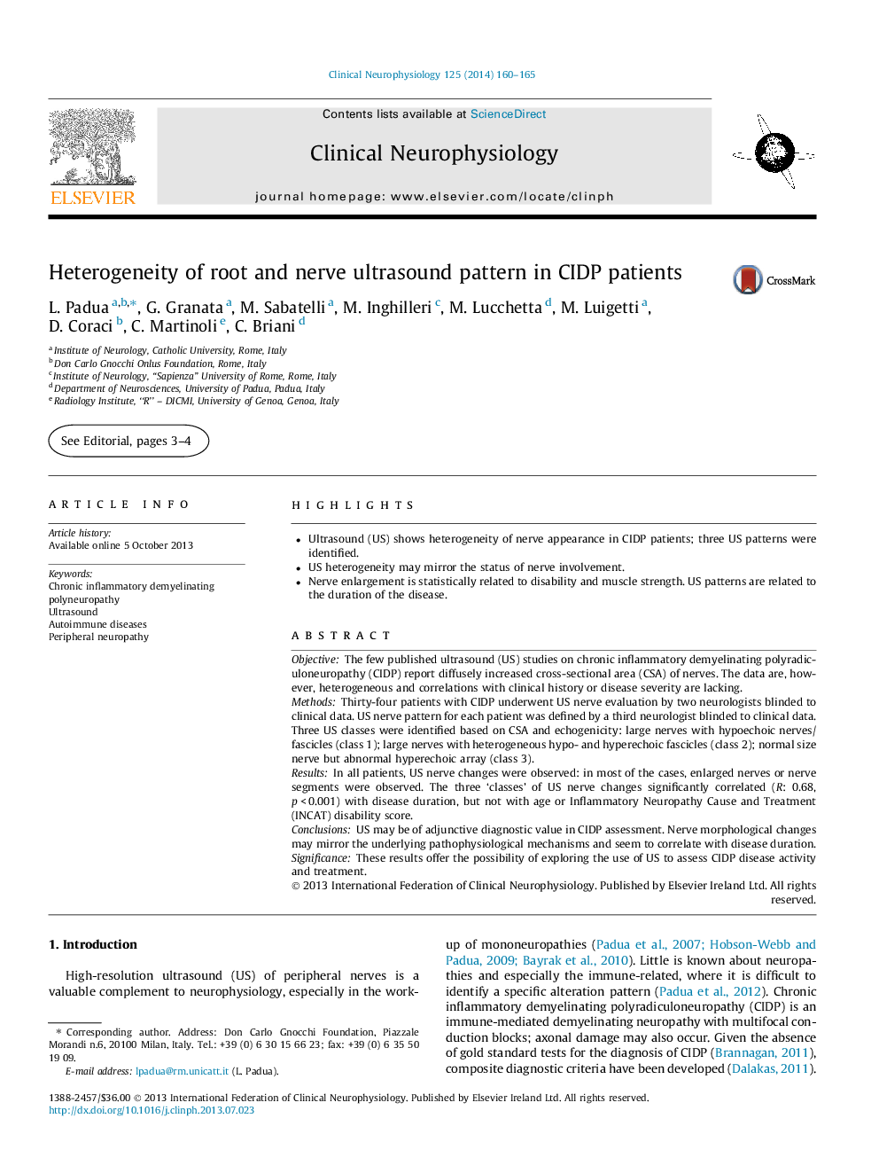 Heterogeneity of root and nerve ultrasound pattern in CIDP patients