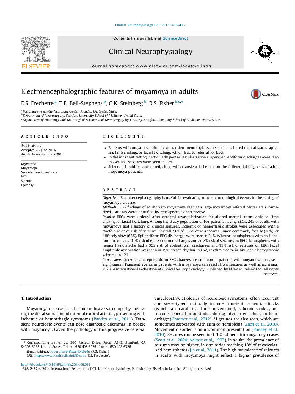 Electroencephalographic features of moyamoya in adults