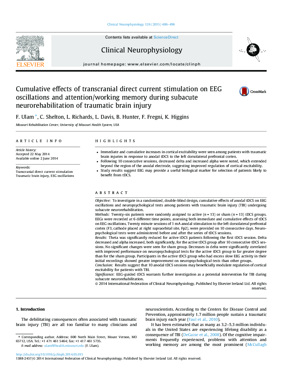 Cumulative effects of transcranial direct current stimulation on EEG oscillations and attention/working memory during subacute neurorehabilitation of traumatic brain injury