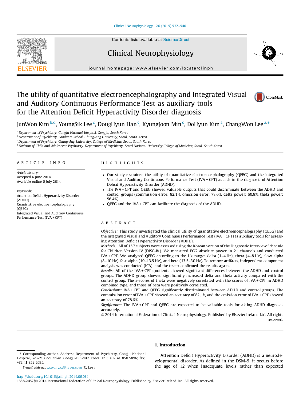 The utility of quantitative electroencephalography and Integrated Visual and Auditory Continuous Performance Test as auxiliary tools for the Attention Deficit Hyperactivity Disorder diagnosis