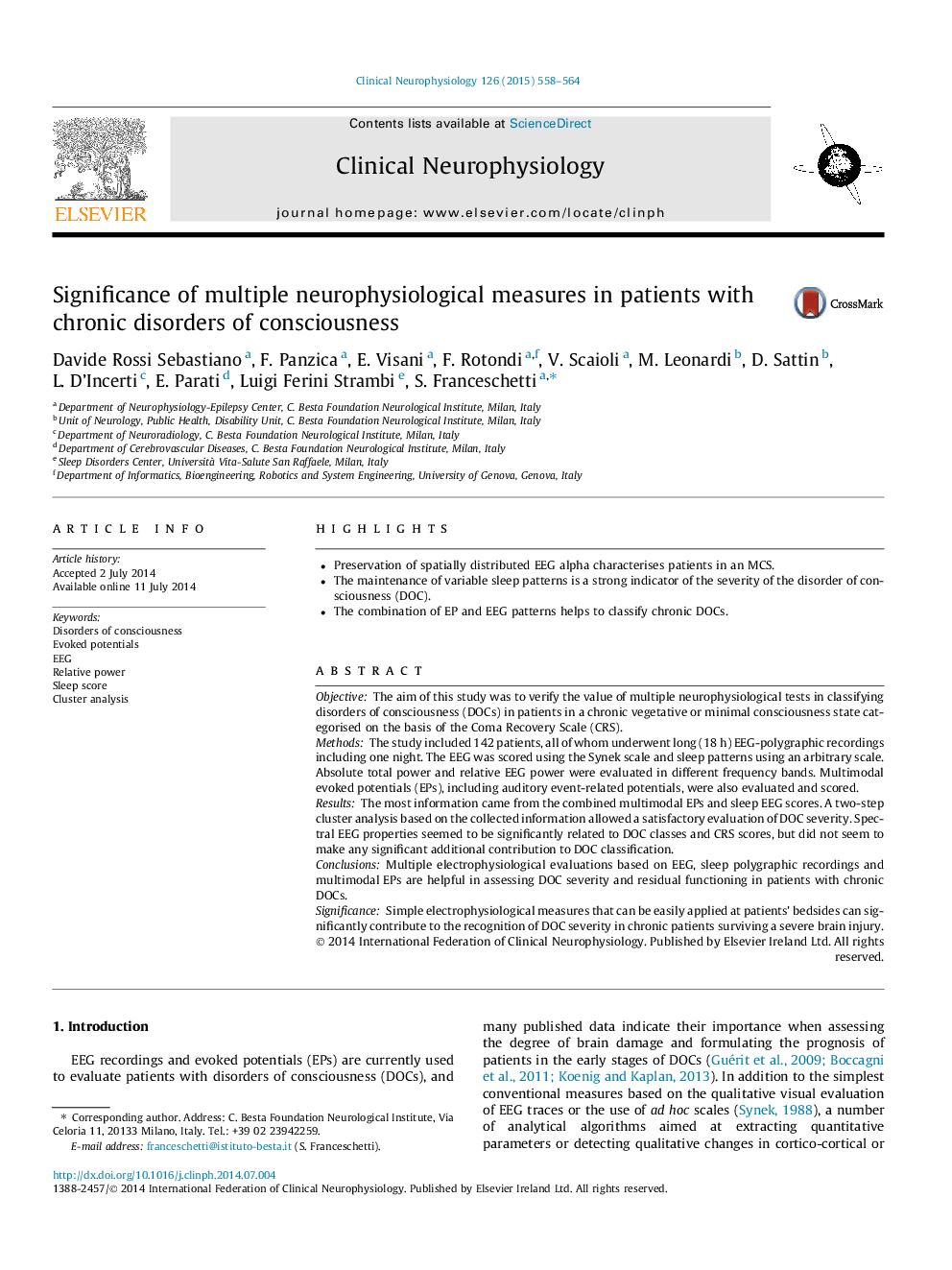 Significance of multiple neurophysiological measures in patients with chronic disorders of consciousness