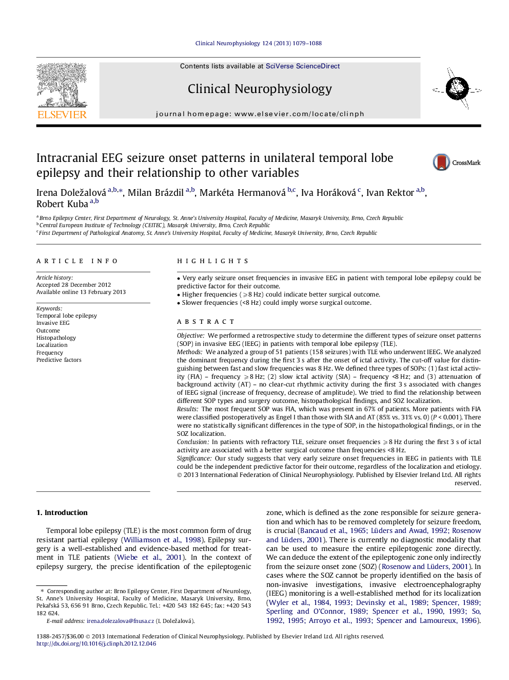 Intracranial EEG seizure onset patterns in unilateral temporal lobe epilepsy and their relationship to other variables