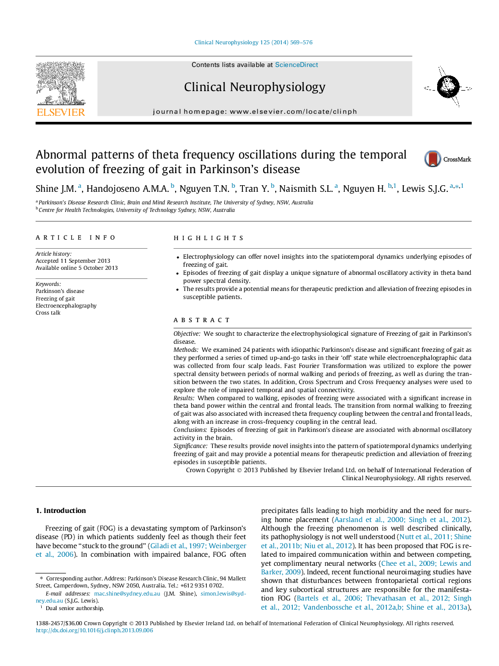 Abnormal patterns of theta frequency oscillations during the temporal evolution of freezing of gait in Parkinson’s disease