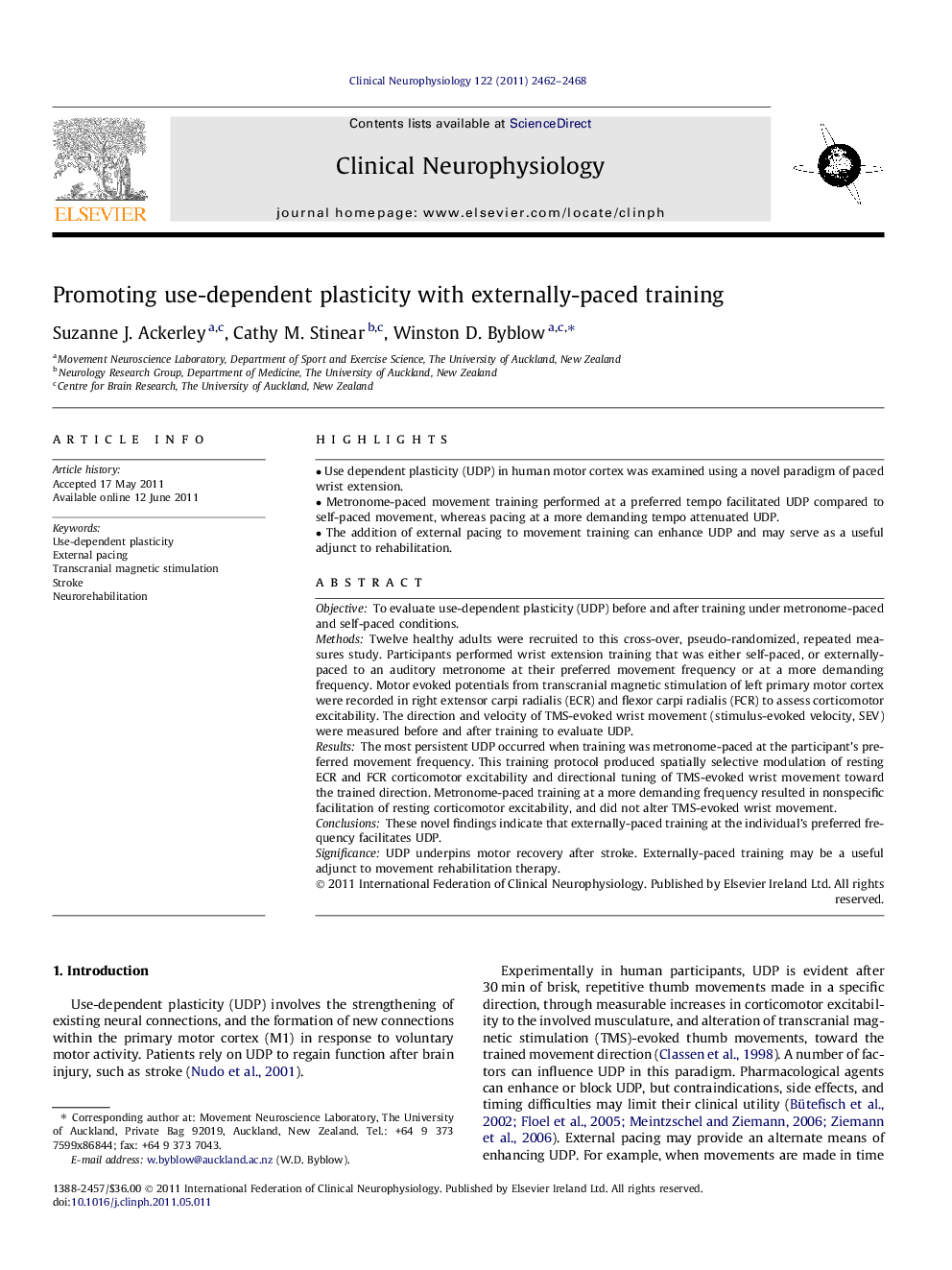 Promoting use-dependent plasticity with externally-paced training