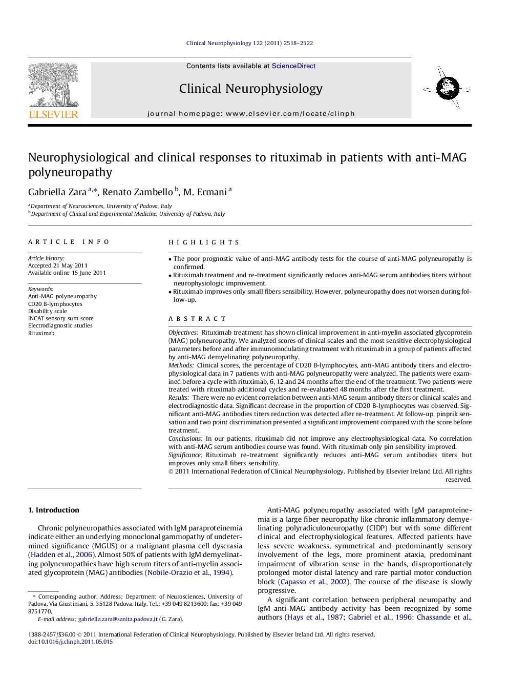 Neurophysiological and clinical responses to rituximab in patients with anti-MAG polyneuropathy