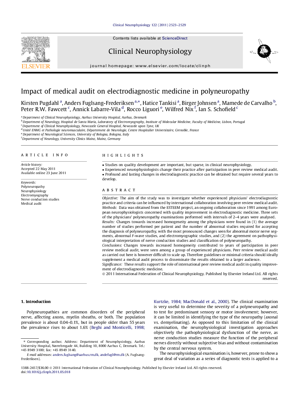 Impact of medical audit on electrodiagnostic medicine in polyneuropathy