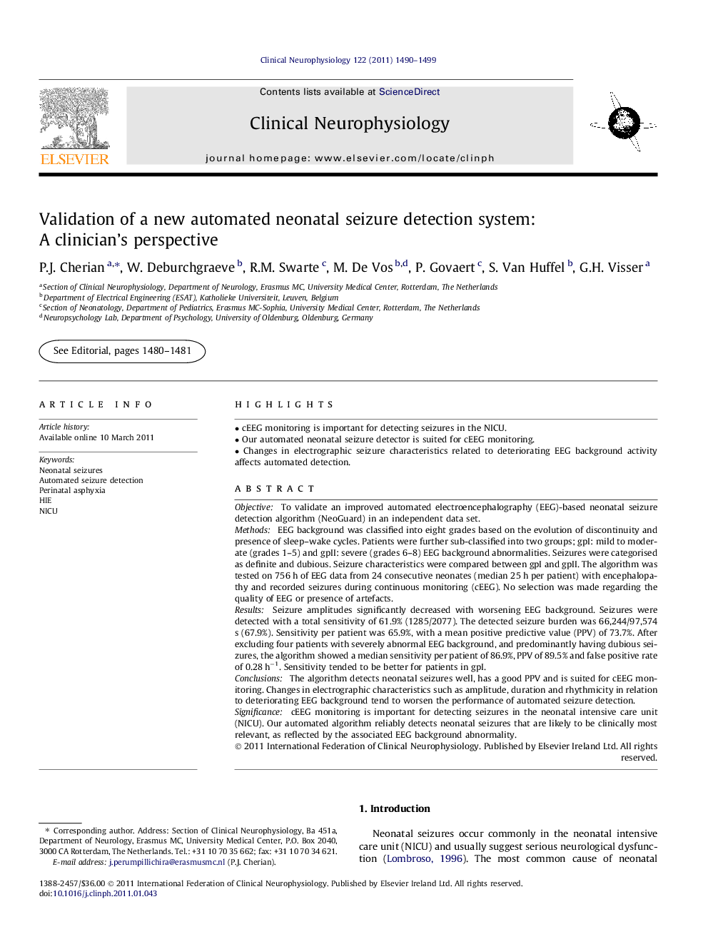 Validation of a new automated neonatal seizure detection system: A clinician's perspective