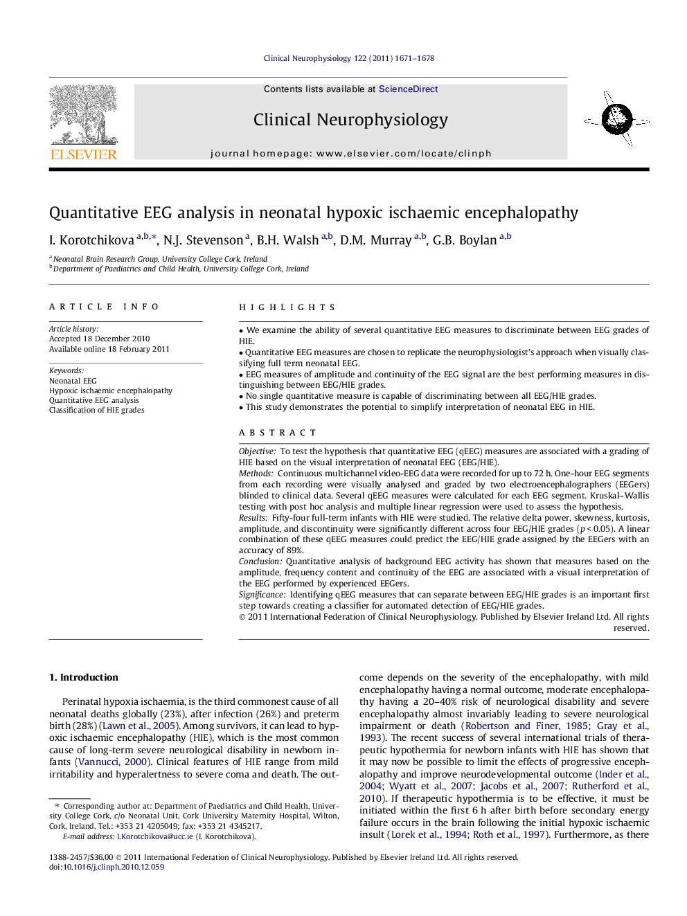 Quantitative EEG analysis in neonatal hypoxic ischaemic encephalopathy