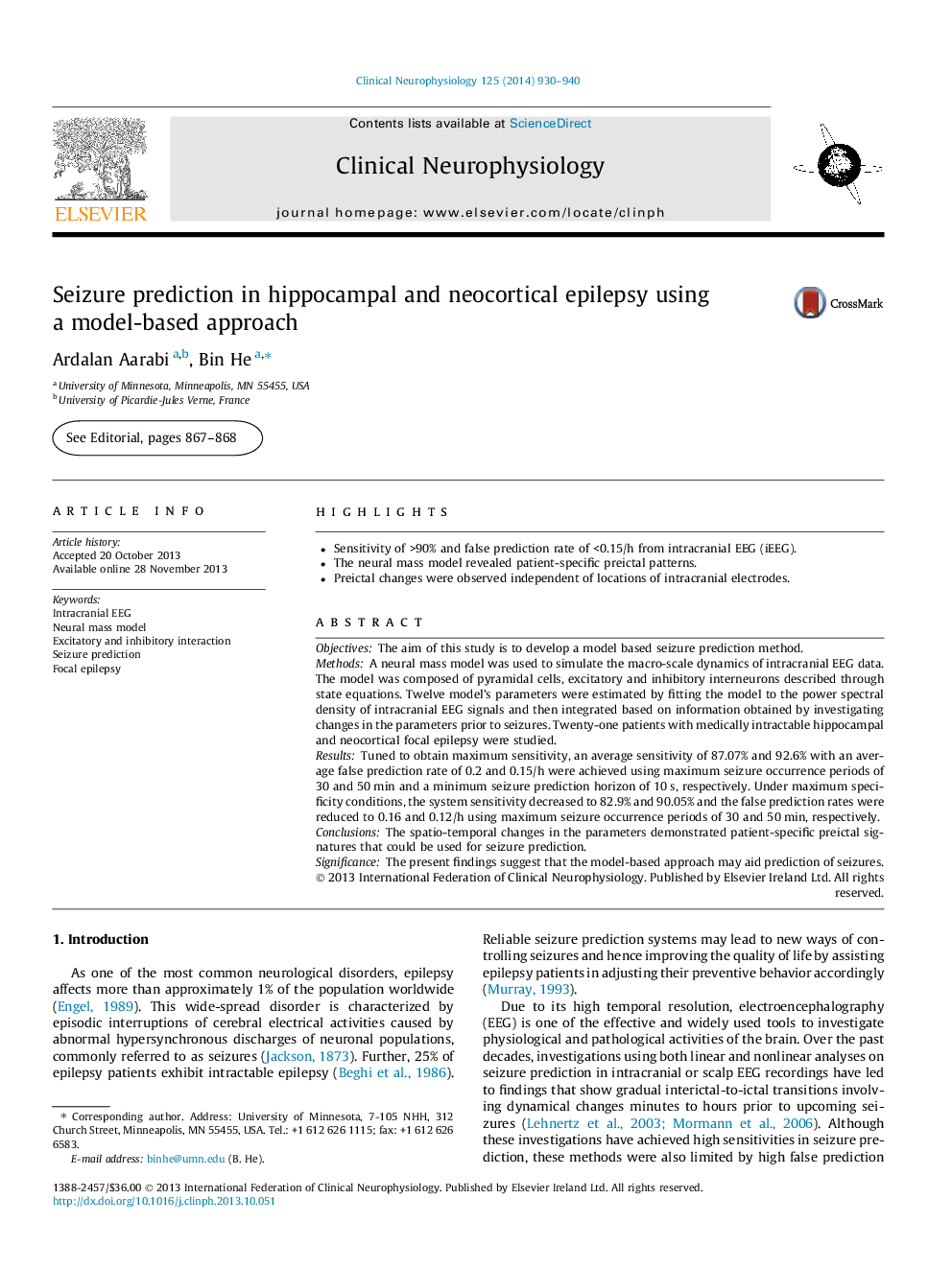 Seizure prediction in hippocampal and neocortical epilepsy using a model-based approach