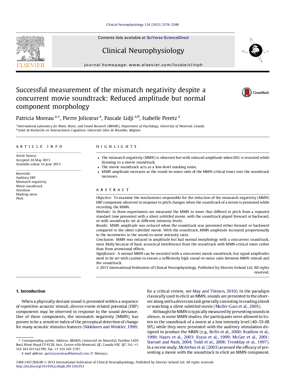 Successful measurement of the mismatch negativity despite a concurrent movie soundtrack: Reduced amplitude but normal component morphology