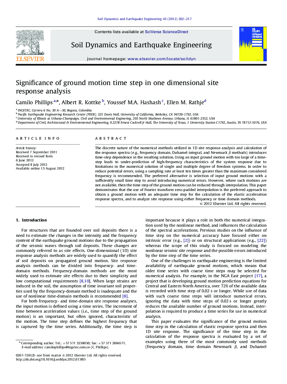 Significance of ground motion time step in one dimensional site response analysis