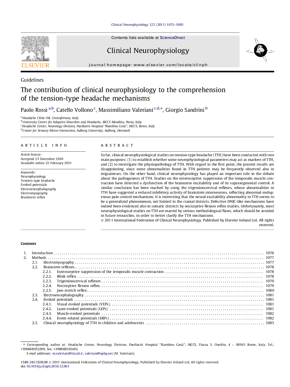 The contribution of clinical neurophysiology to the comprehension of the tension-type headache mechanisms