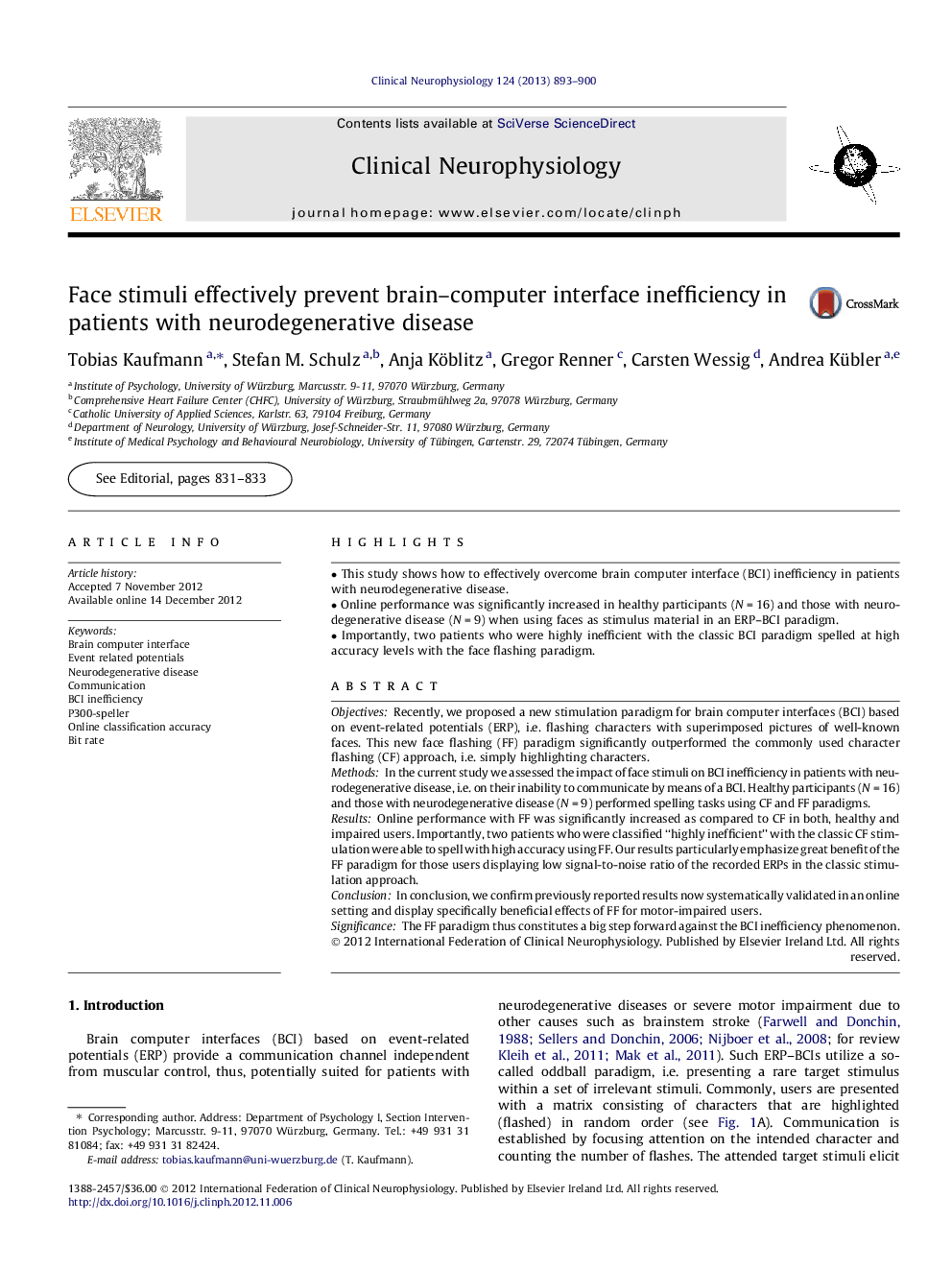 Face stimuli effectively prevent brain–computer interface inefficiency in patients with neurodegenerative disease