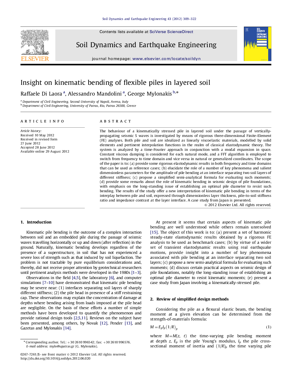 Insight on kinematic bending of flexible piles in layered soil