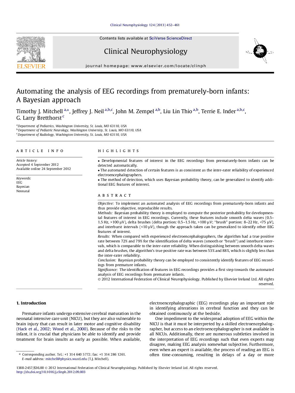 Automating the analysis of EEG recordings from prematurely-born infants: A Bayesian approach