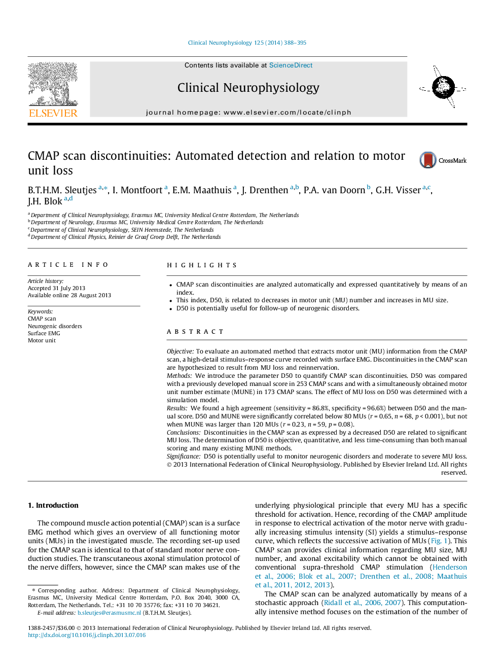 CMAP scan discontinuities: Automated detection and relation to motor unit loss