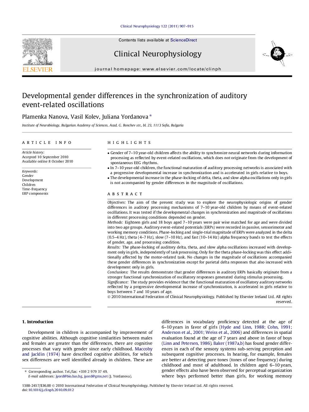 Developmental gender differences in the synchronization of auditory event-related oscillations