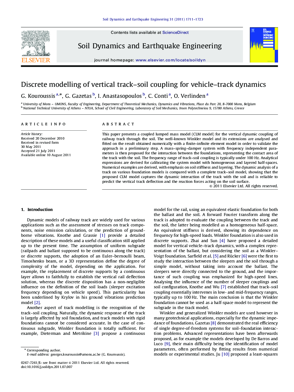 Discrete modelling of vertical track–soil coupling for vehicle–track dynamics