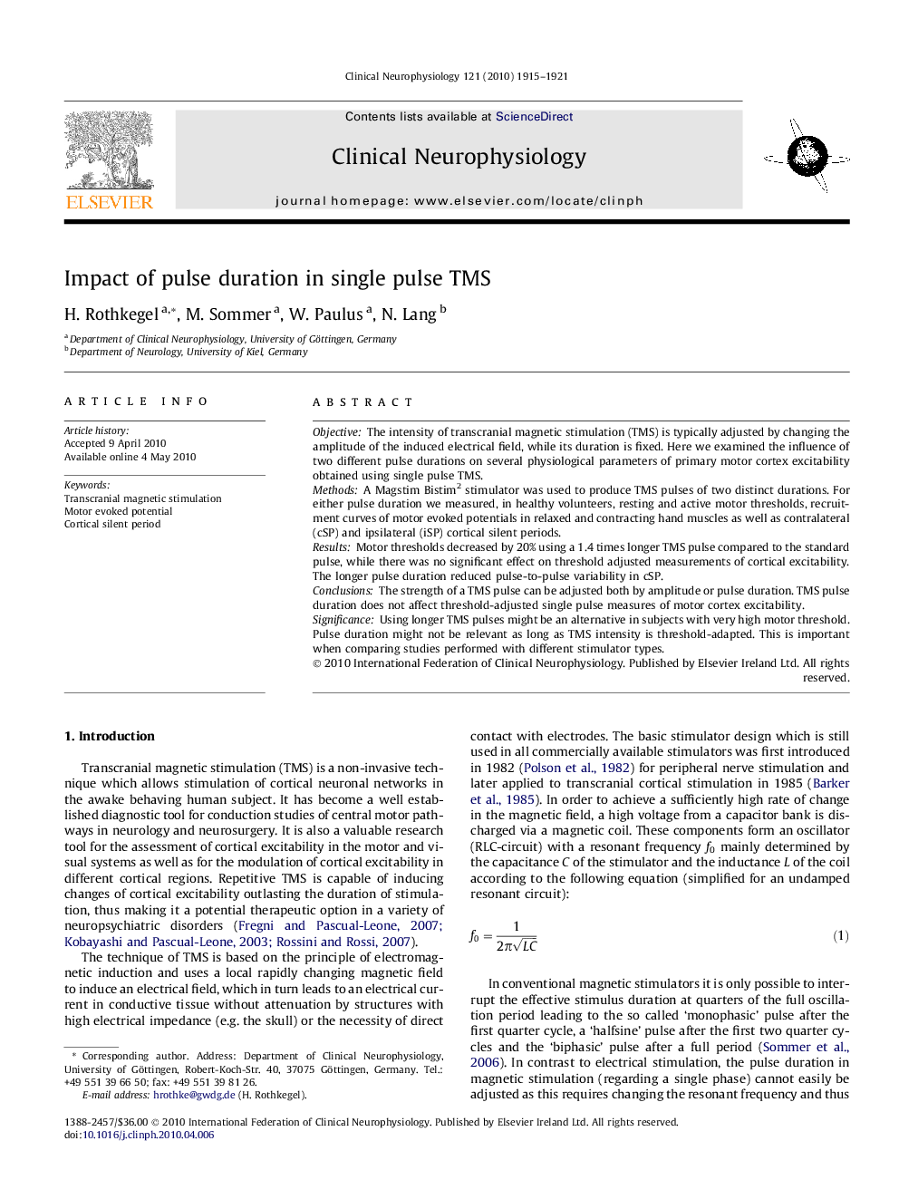 Impact of pulse duration in single pulse TMS