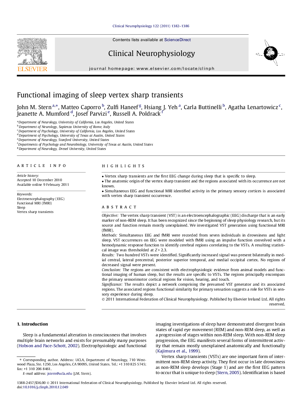 Functional imaging of sleep vertex sharp transients