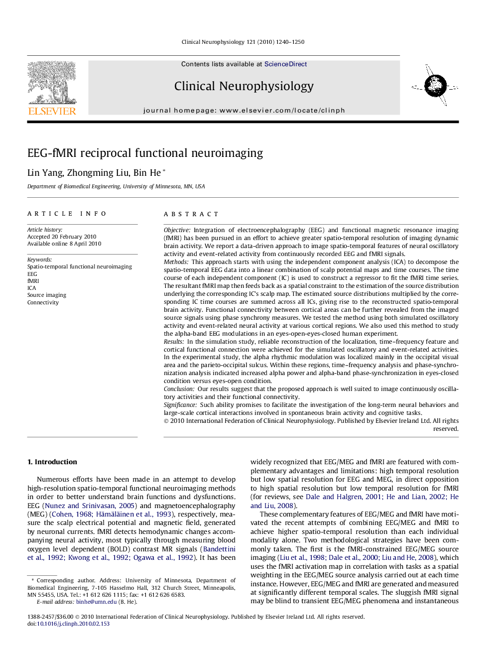 EEG-fMRI reciprocal functional neuroimaging