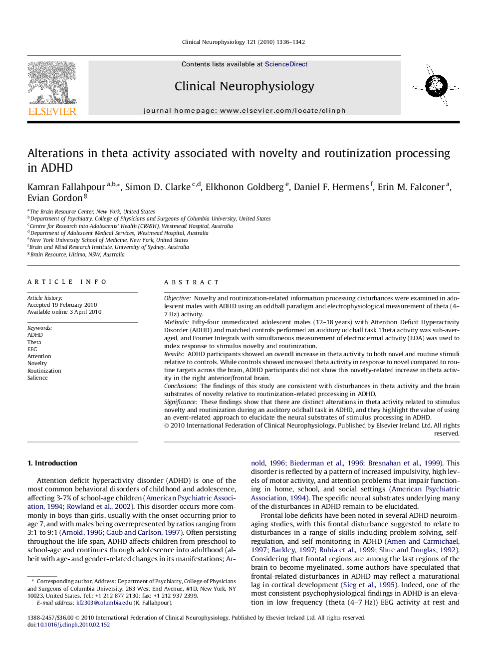 Alterations in theta activity associated with novelty and routinization processing in ADHD