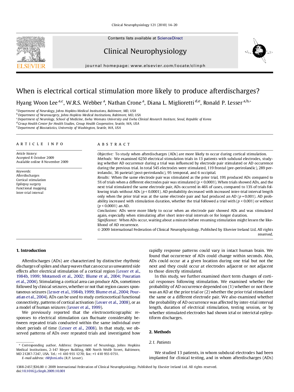 When is electrical cortical stimulation more likely to produce afterdischarges?