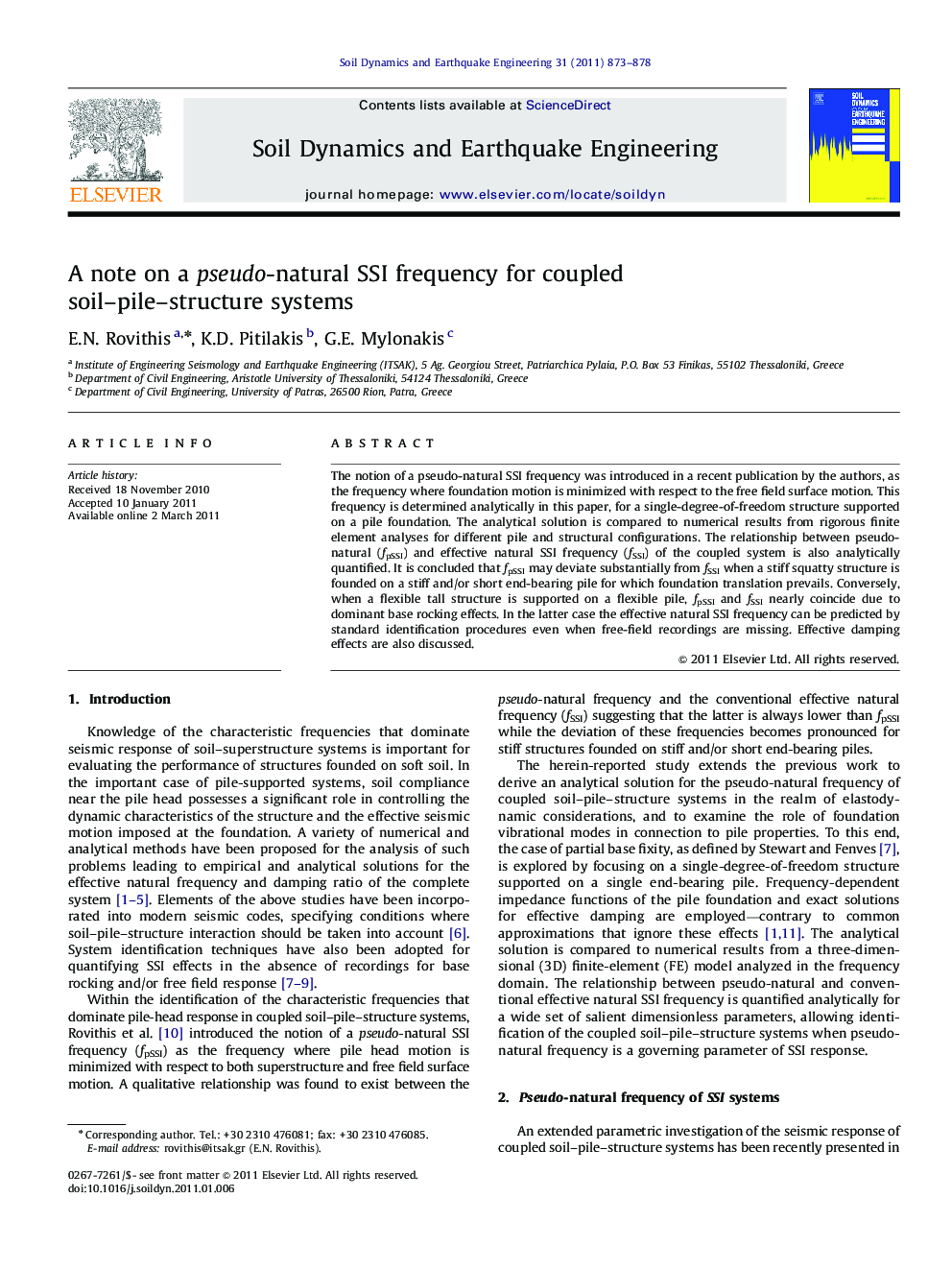 A note on a pseudo-natural SSI frequency for coupled soil–pile–structure systems