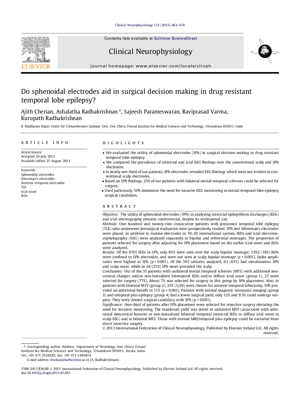 Do sphenoidal electrodes aid in surgical decision making in drug resistant temporal lobe epilepsy?