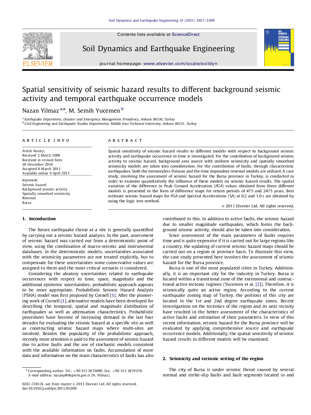 Spatial sensitivity of seismic hazard results to different background seismic activity and temporal earthquake occurrence models