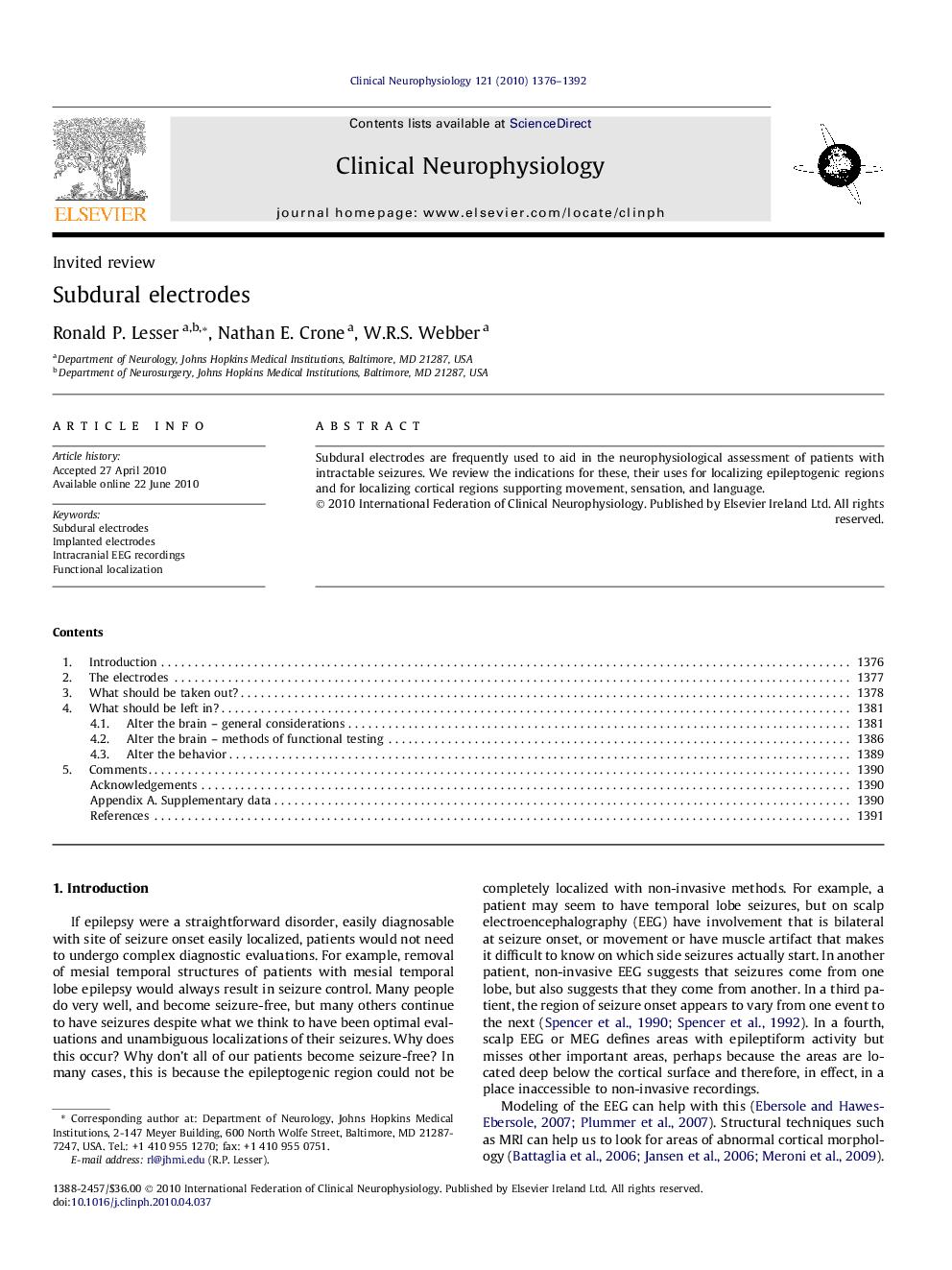 Subdural electrodes