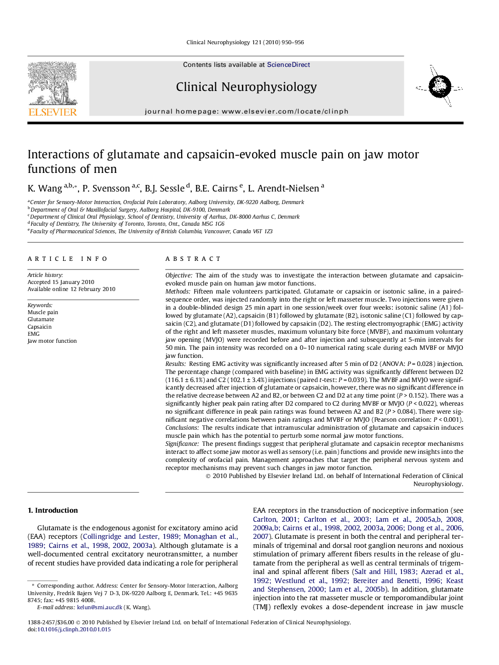 Interactions of glutamate and capsaicin-evoked muscle pain on jaw motor functions of men