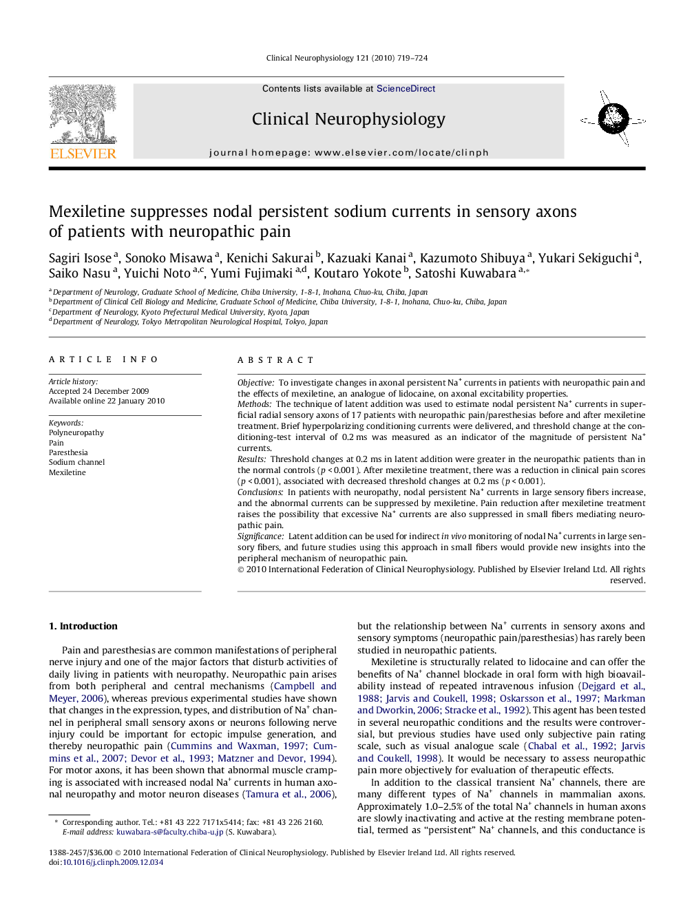 Mexiletine suppresses nodal persistent sodium currents in sensory axons of patients with neuropathic pain