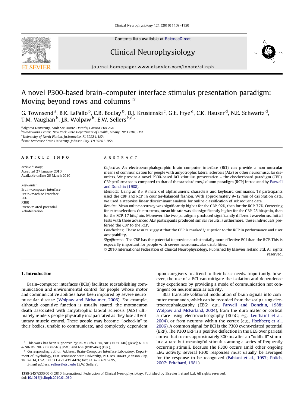 A novel P300-based brain–computer interface stimulus presentation paradigm: Moving beyond rows and columns 