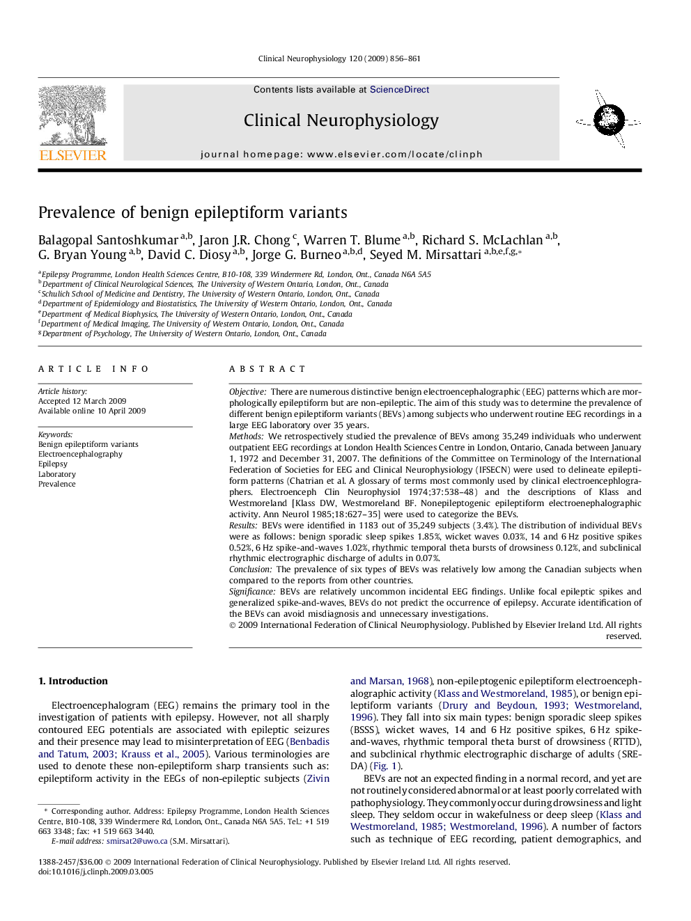 Prevalence of benign epileptiform variants