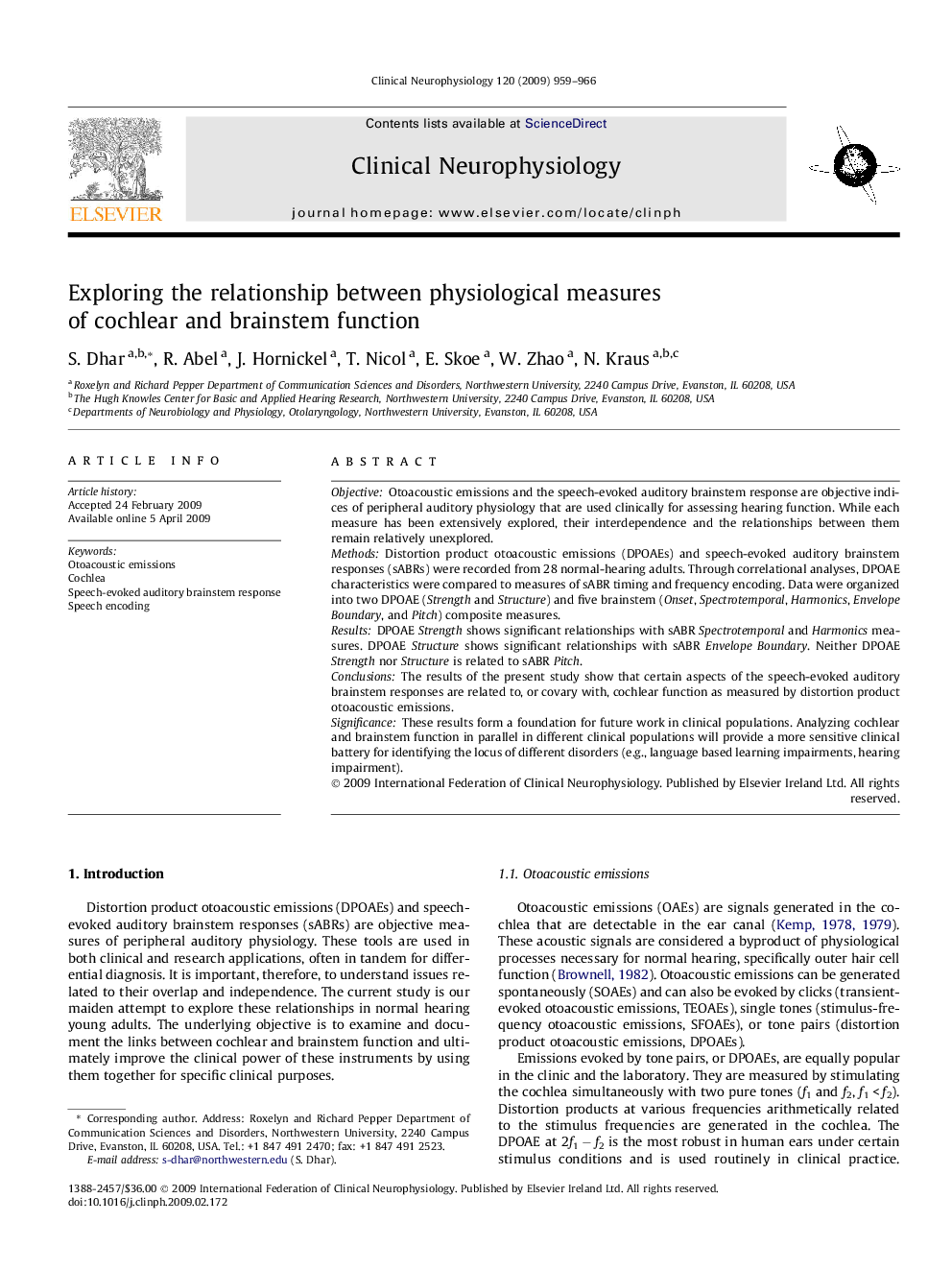 Exploring the relationship between physiological measures of cochlear and brainstem function