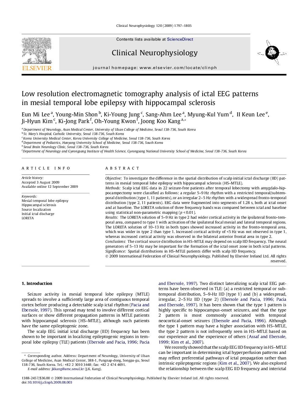 Low resolution electromagnetic tomography analysis of ictal EEG patterns in mesial temporal lobe epilepsy with hippocampal sclerosis