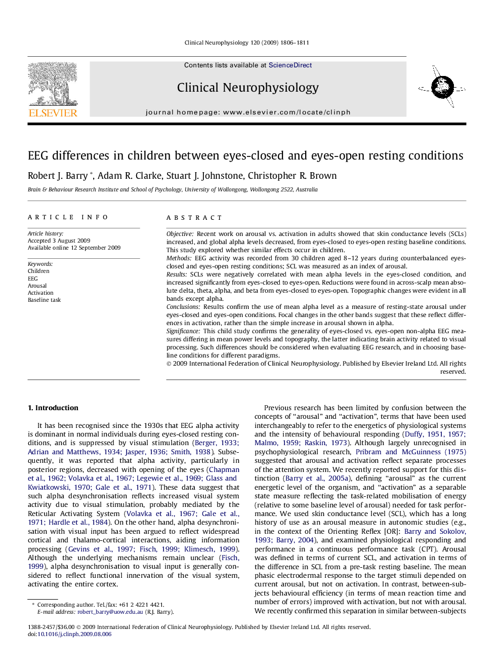 EEG differences in children between eyes-closed and eyes-open resting conditions