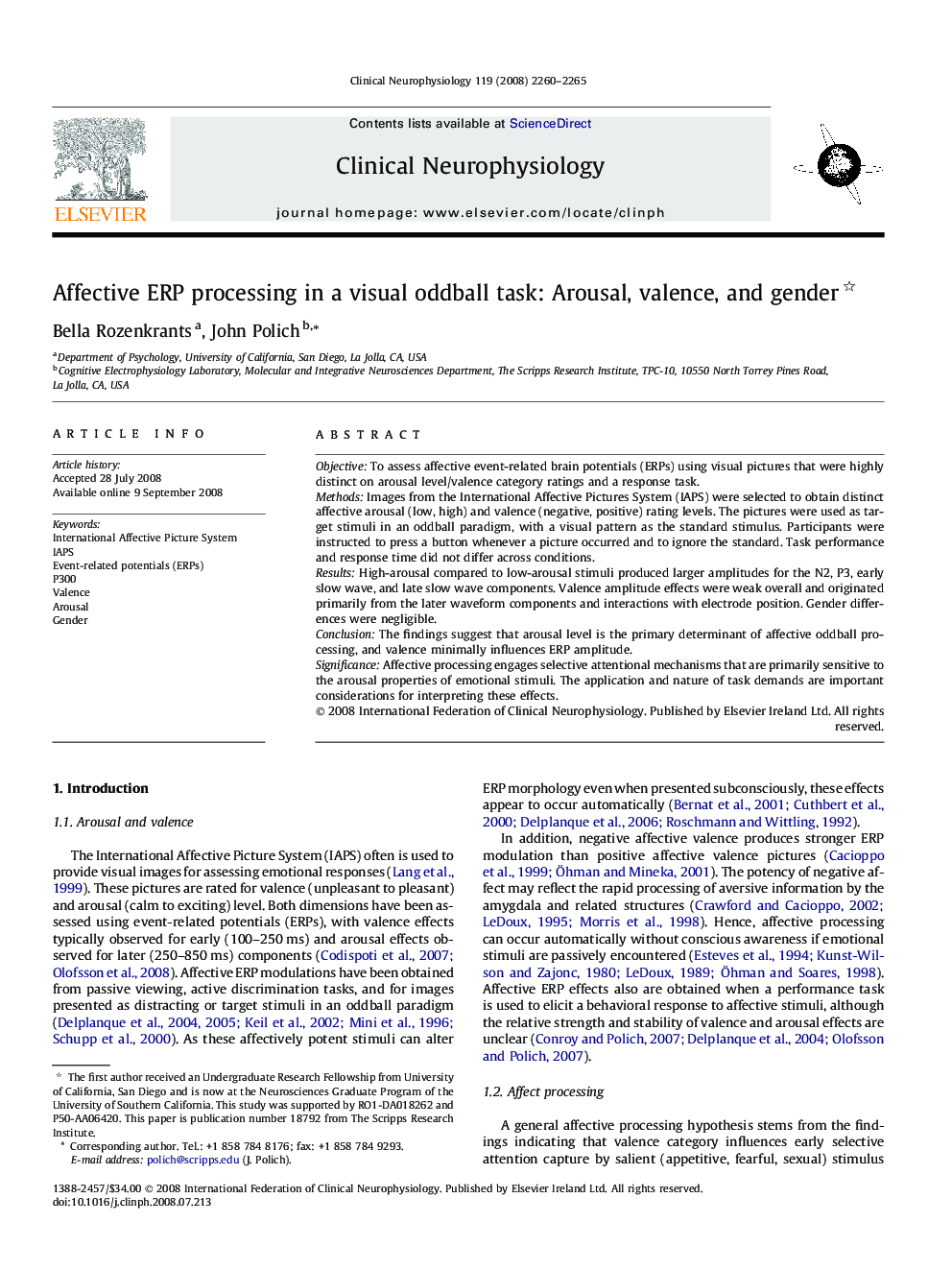 Affective ERP processing in a visual oddball task: Arousal, valence, and gender 